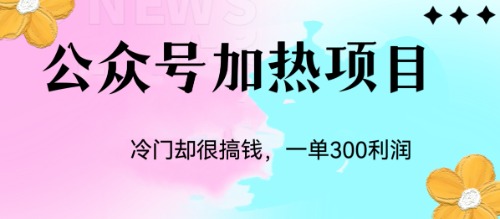 冷门公众号加热项目，一单利润300+